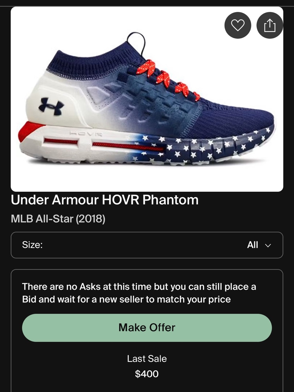 Under Armour Navy/White/Red HOVR Phantom Sneaker